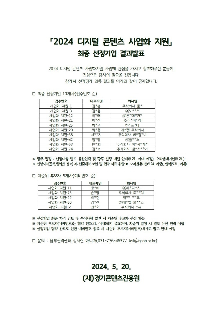 「2024 디지털 콘텐츠 사업화 지원」지원기업 최종 선정기업 안내001.jpg